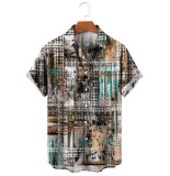 Men's Casual Lapel Printed Short Sleeve Shirt 45340140M