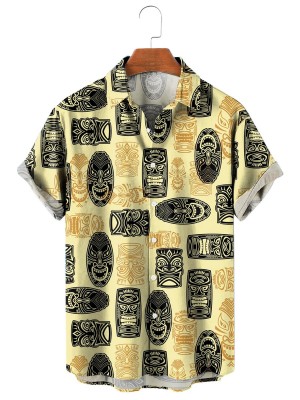 Men's Hawaiian Tiki Short Sleeve Shirt