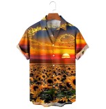 Men's Casual Lapel Printed Short Sleeve Shirt 30450356M
